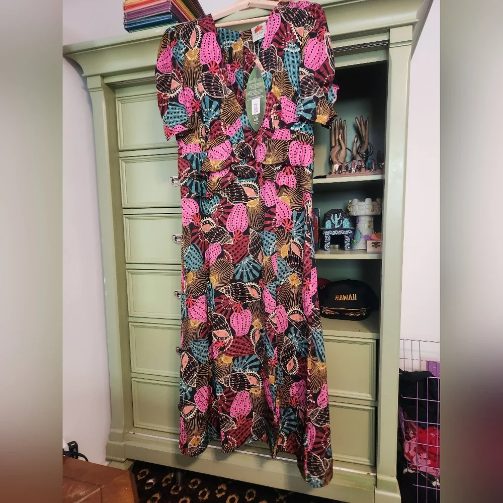 Farm Rio Shell Mix Midi Dress - Picture 4 of 8